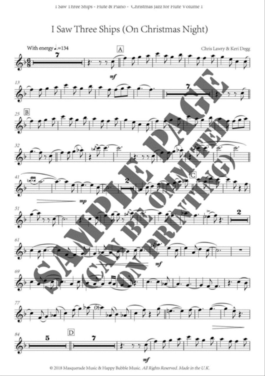 Christmas Jazz Volume 1 (flute) - 5 Christmas/Holiday pieces in Jazz Styles (also Funk, and Ballad) Flute Solo scores gallery preview page 5