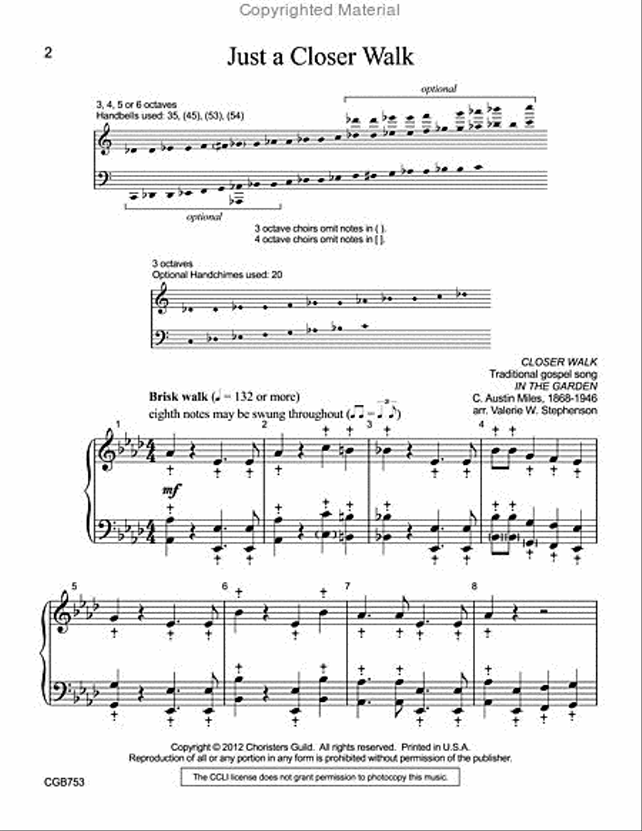 Just a Closer Walk Handbell Choir scores gallery preview page 2