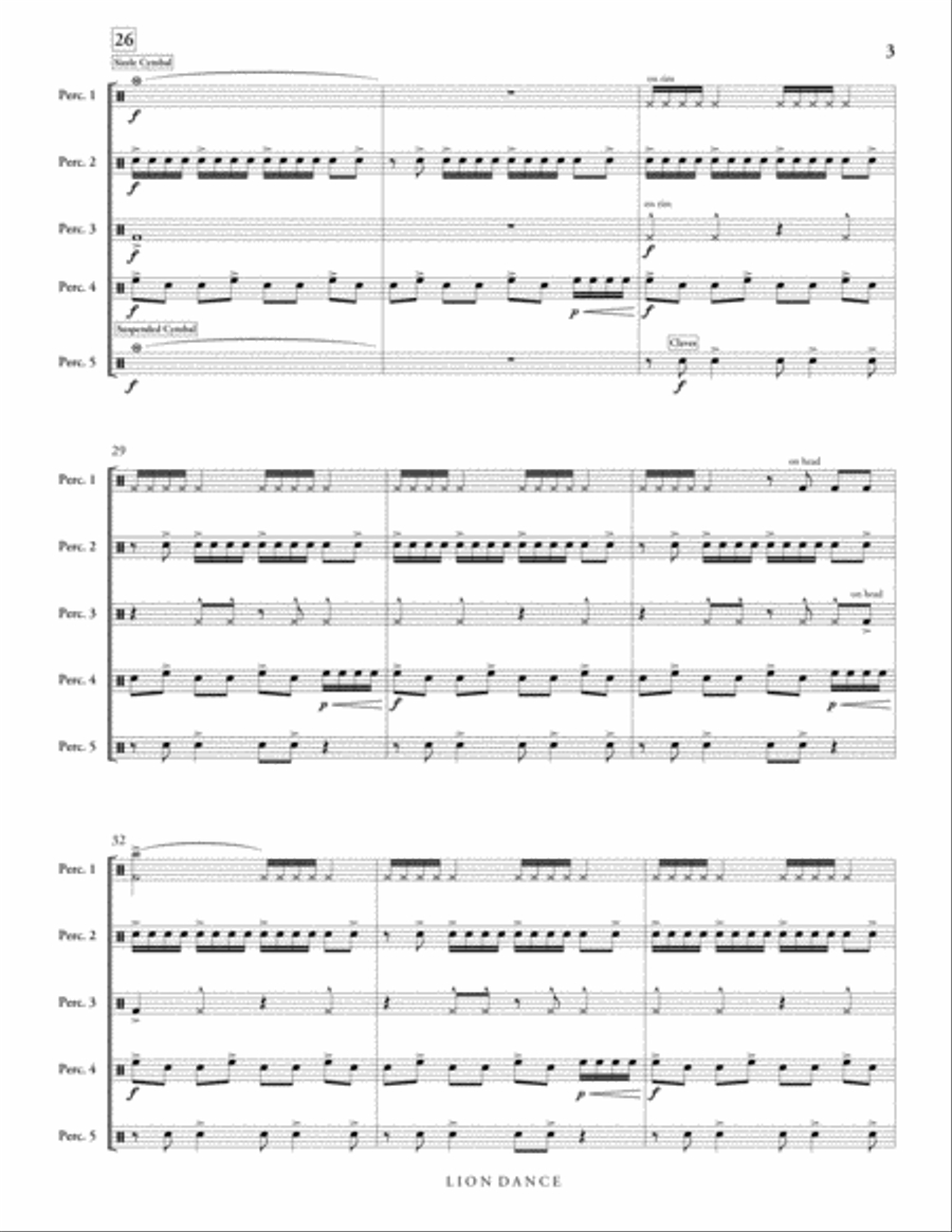 Lion Dance Percussion Ensemble scores gallery preview page 4