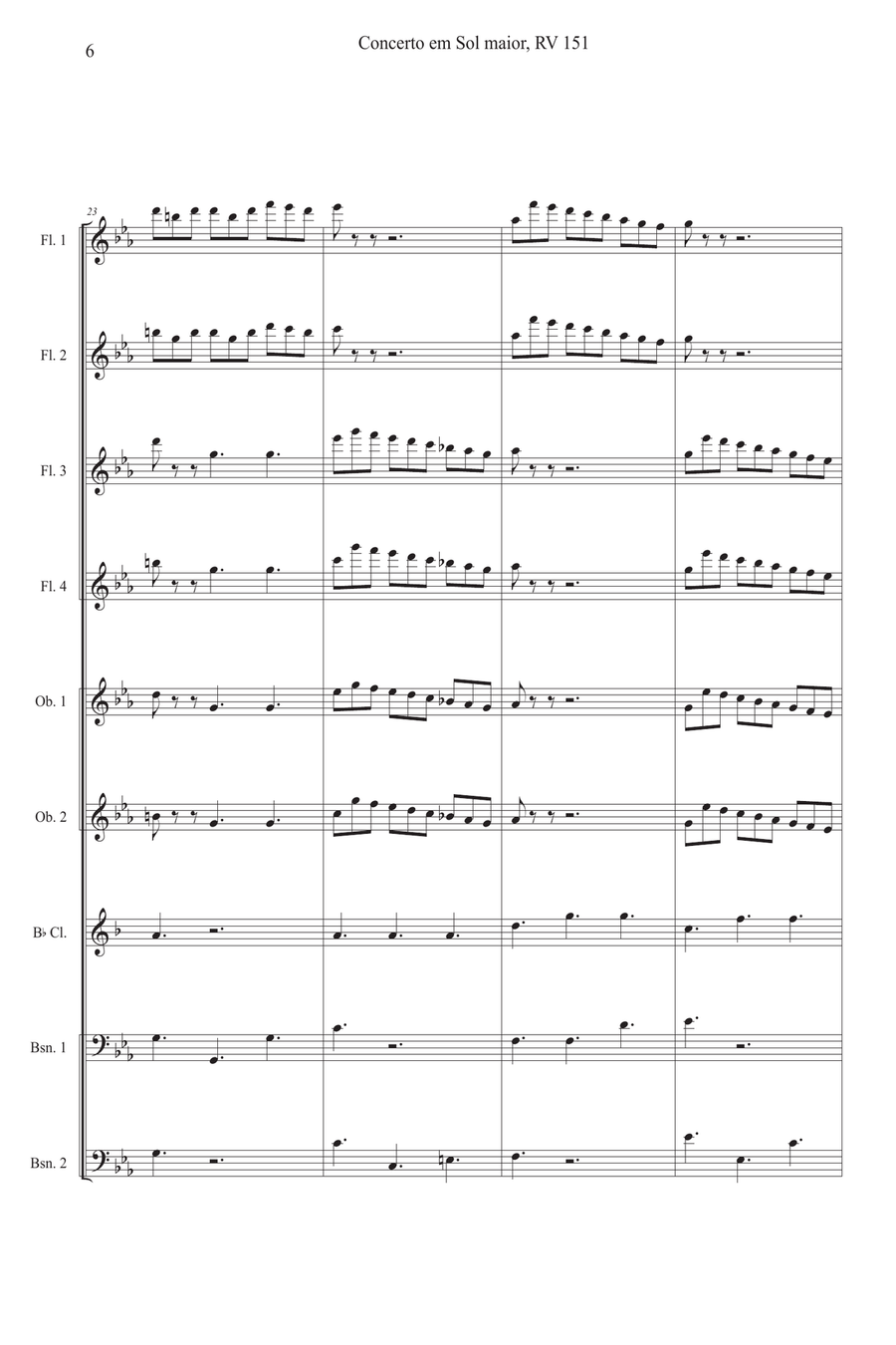 Concerto in G Alla Rustica Woodwind Ensemble scores gallery preview page 6