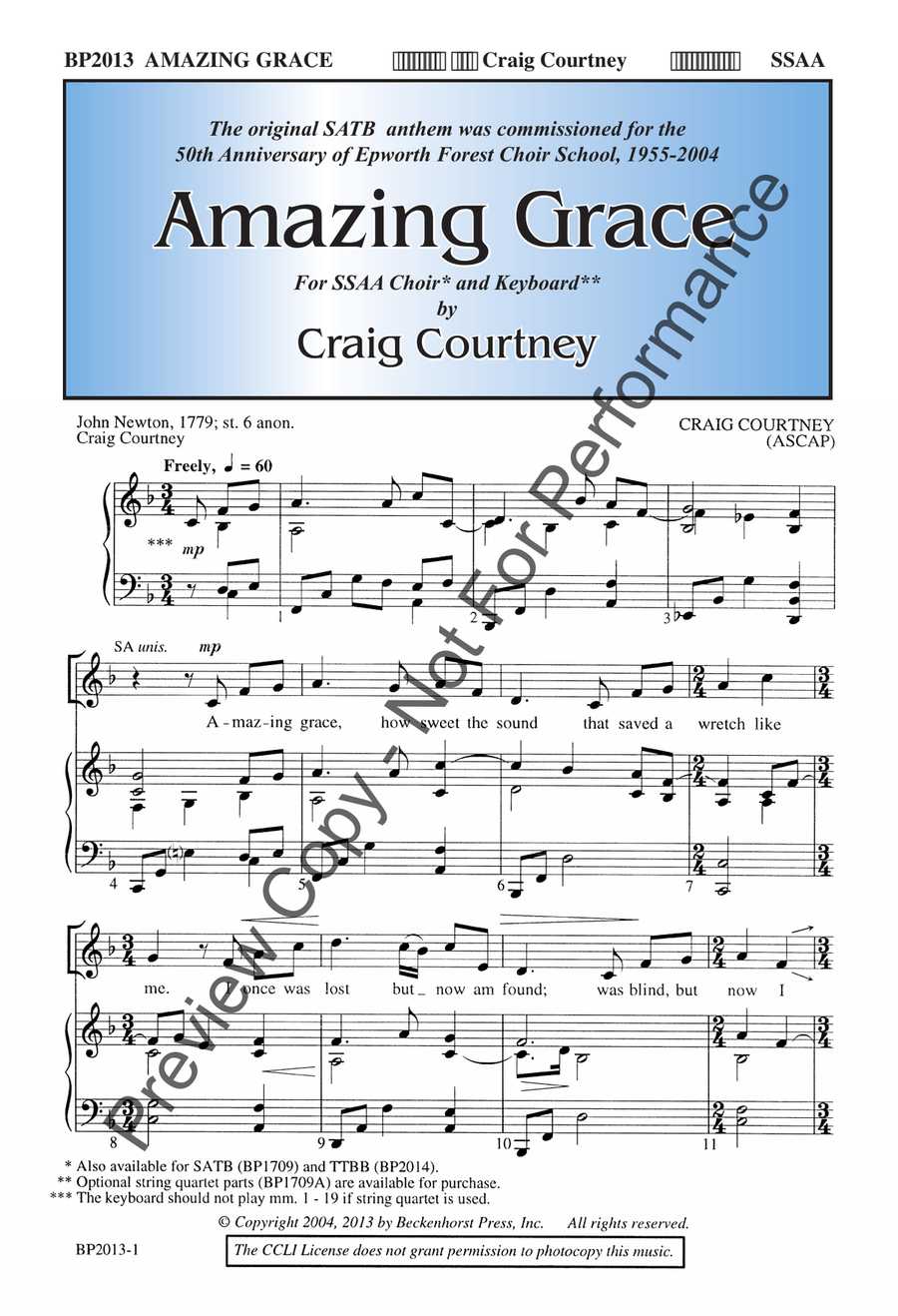 Amazing Grace - Courtney - SSAA SSAA scores gallery preview page 2