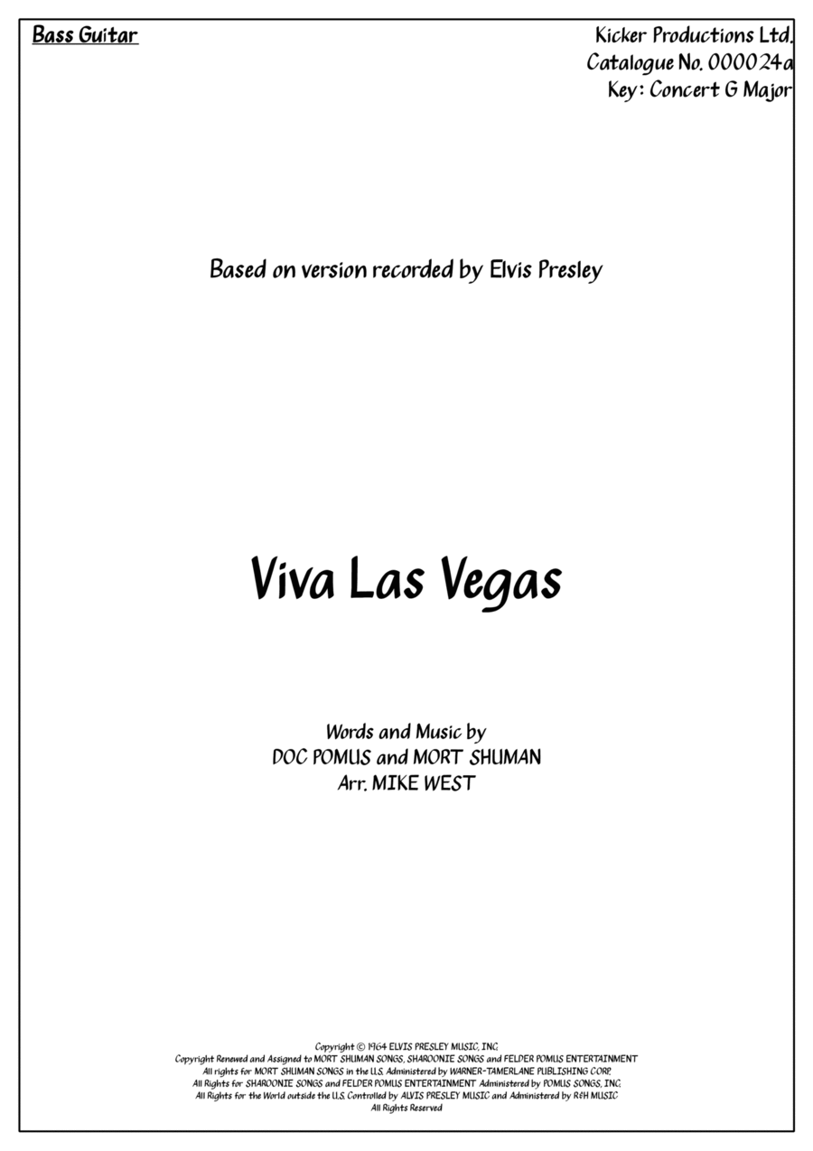 Viva Las Vegas Bass Guitar scores gallery preview page 1