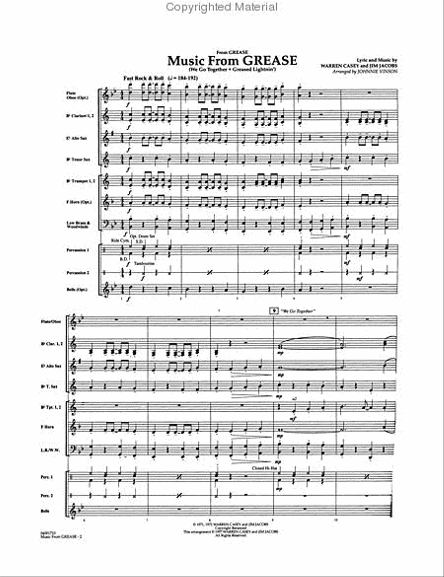 Music from Grease Music from Grease Concert Band scores gallery preview page 2