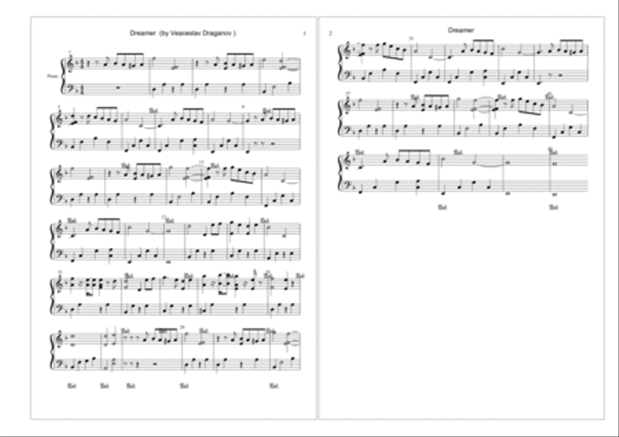 Dreamer Easy Piano scores gallery preview page 1