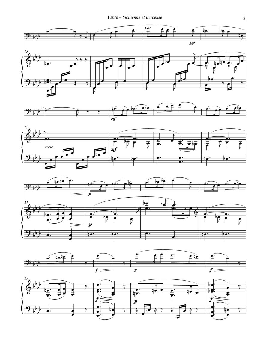 Two Pieces - Berceuse and Sicilienne for Euphonium & Piano Euphonium scores gallery preview page 3