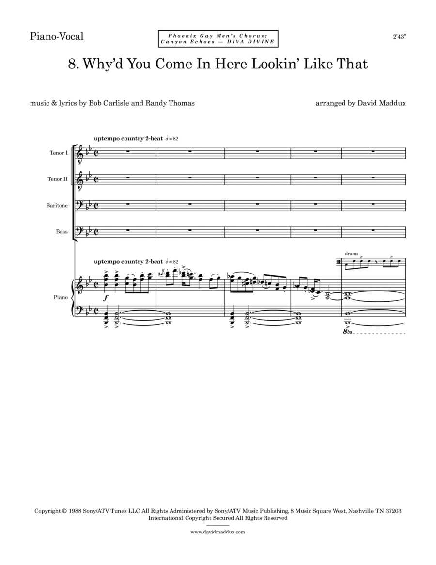 Why'd You Come In Here Lookin' Like That TTBB scores gallery preview page 1