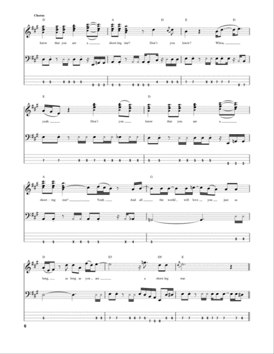 Shooting Star Guitar Tablature scores gallery preview page 6