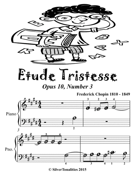 Etude Tristesse Opus 10 Number 3 Beginner Piano Sheet Music 2nd Edition