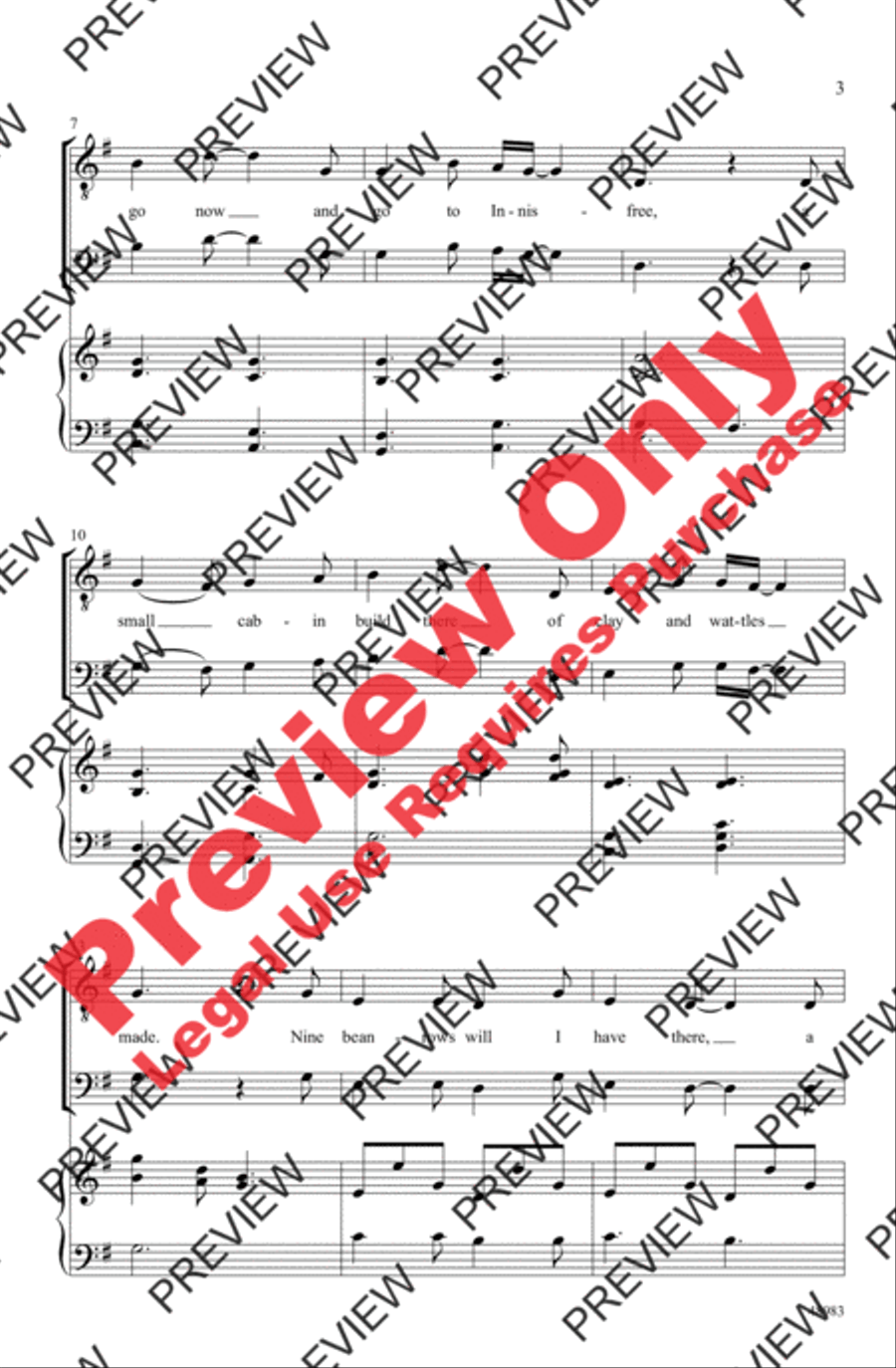 The Lake Isle of Innisfree Men's Choir scores gallery preview page 3