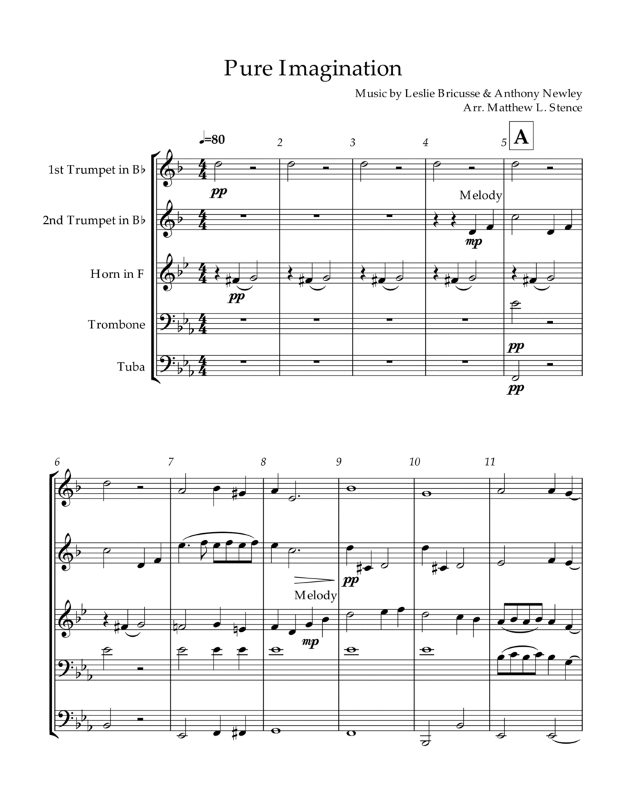 Pure Imagination Pure Imagination Brass Ensemble scores gallery preview page 1