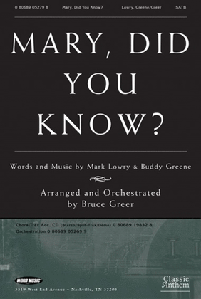 Book cover for Mary, Did You Know? - Anthem