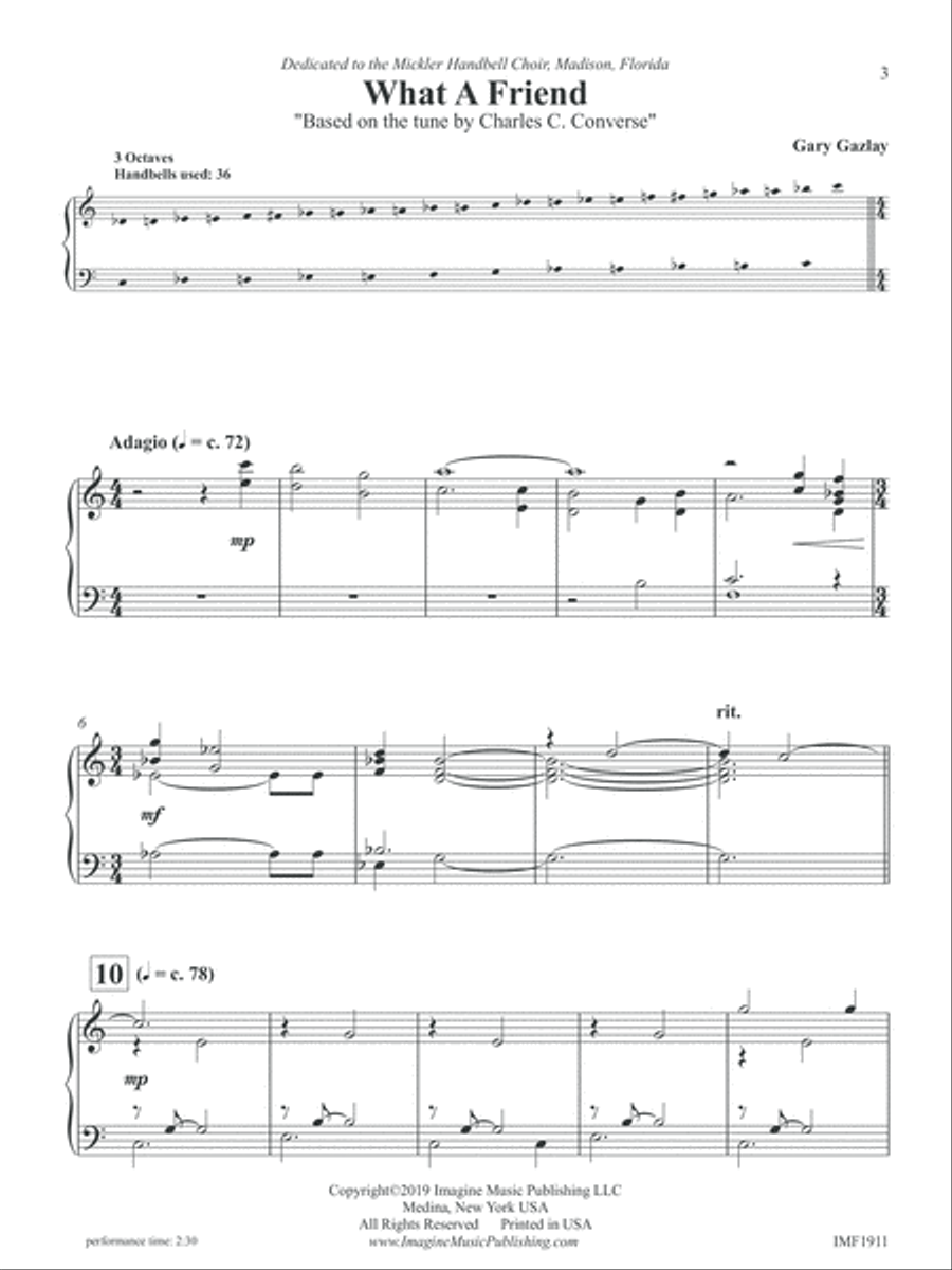What A Friend What A Friend Handbell Choir scores gallery preview page 3