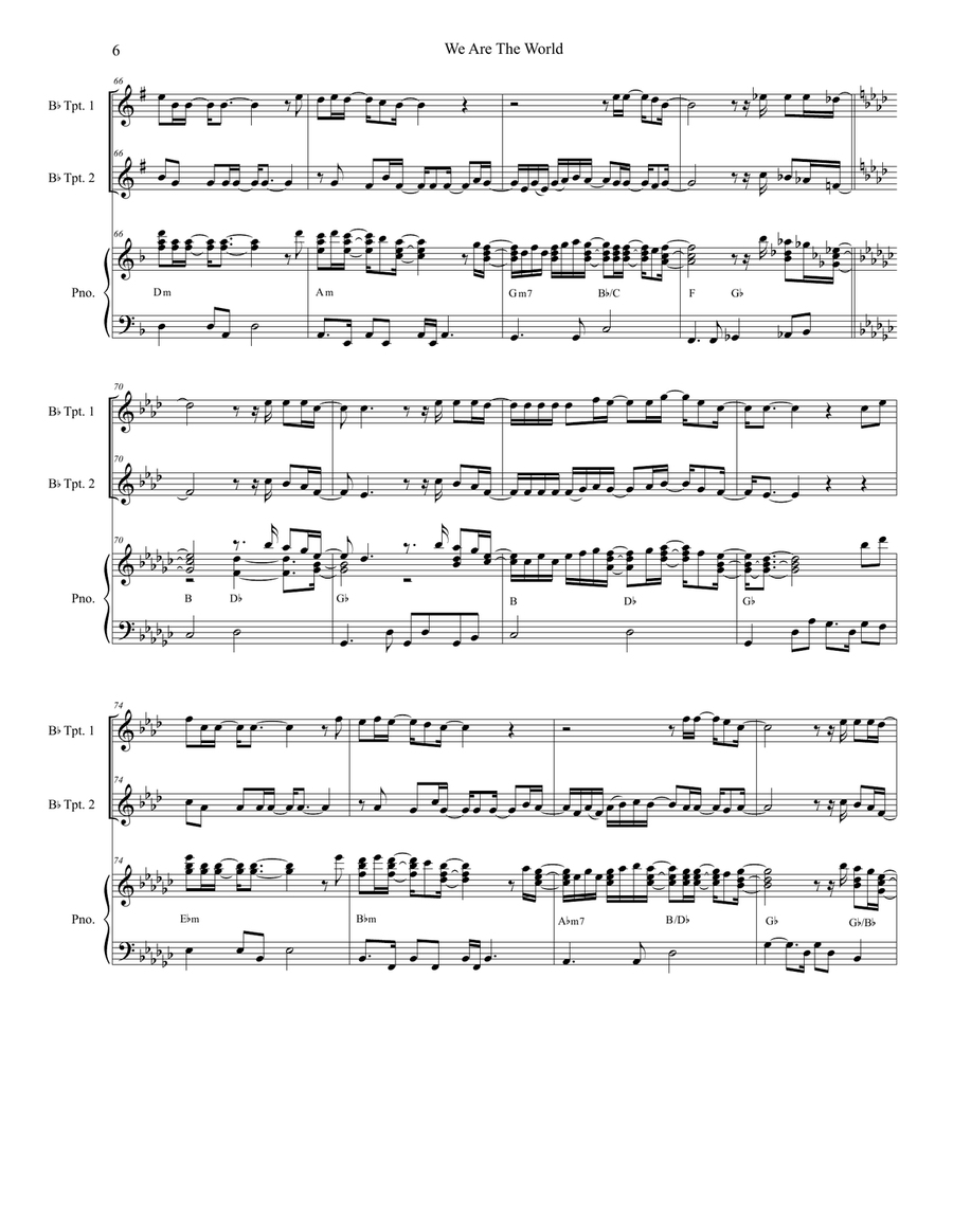 We Are The World Trumpet Duet scores gallery preview page 6