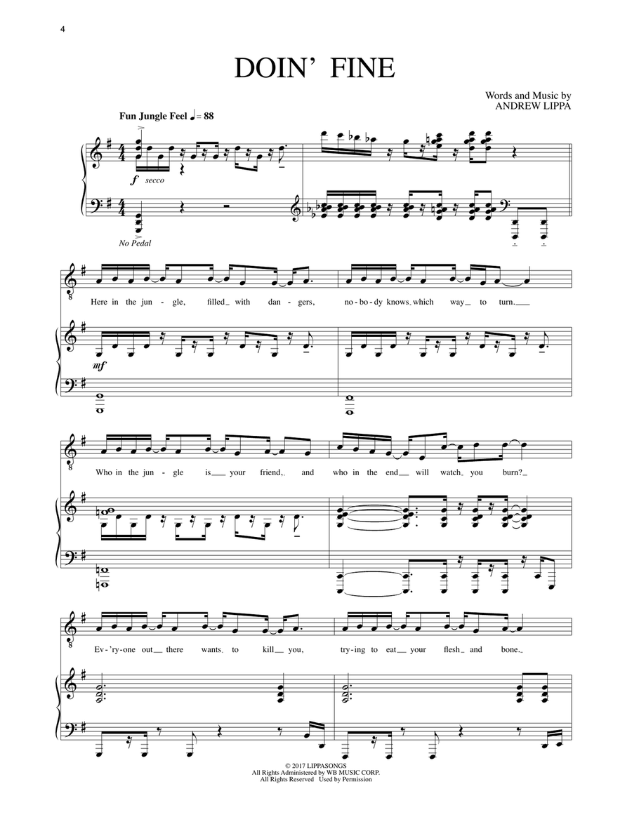Doin' Fine (from The Man In The Ceiling) Piano, Vocal scores gallery preview page 1