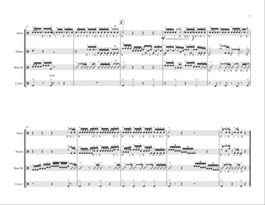 Drum Line Cadence - Back Bracer Percussion Ensemble scores gallery preview page 3