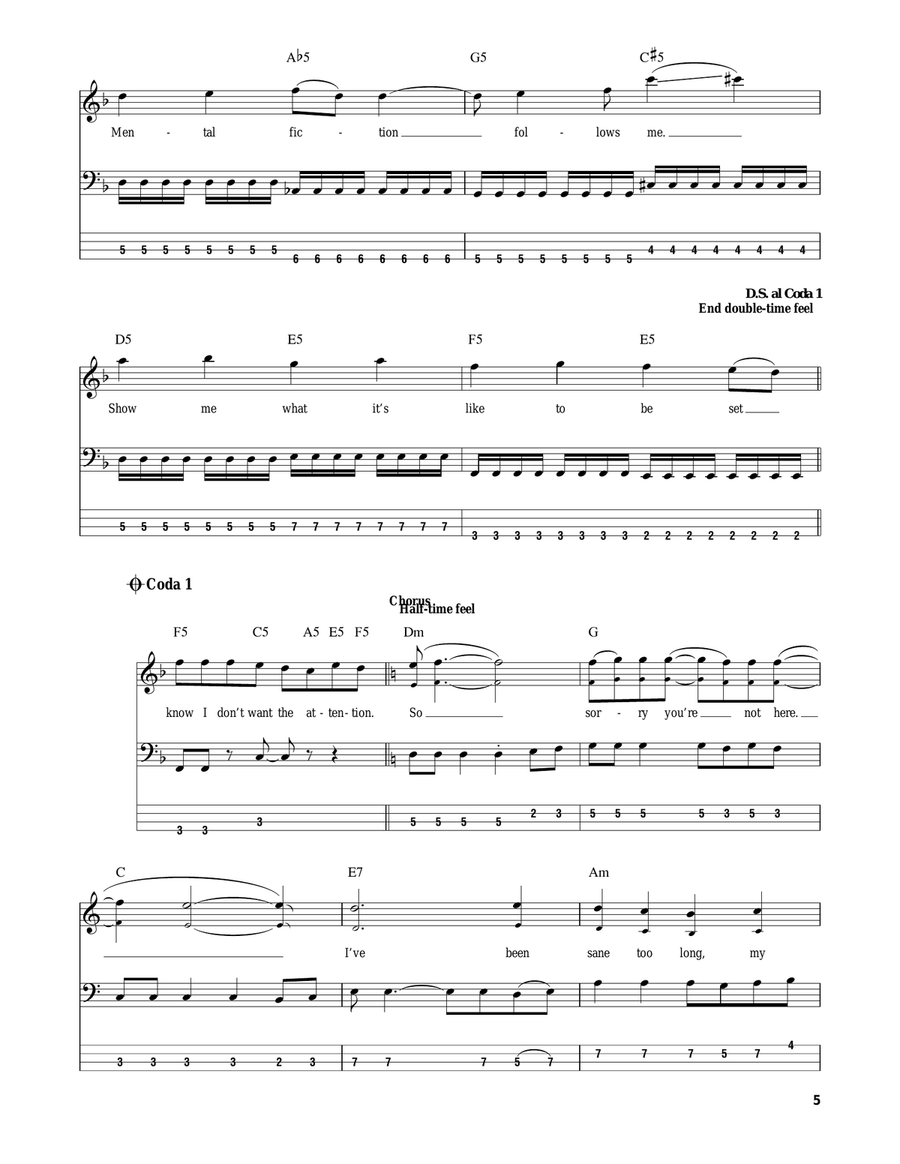 Bat Country Bass Guitar Tablature scores gallery preview page 5