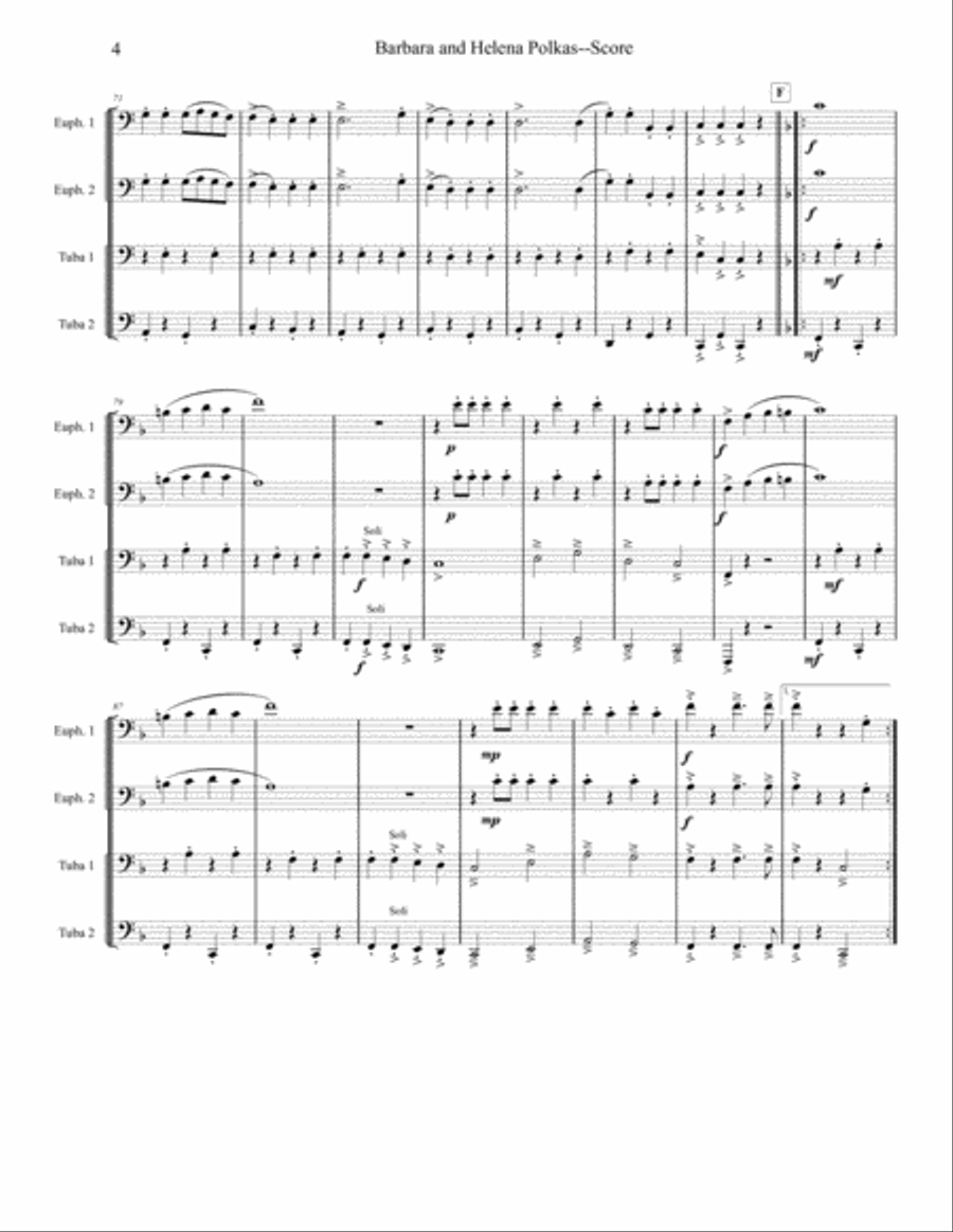 Barbara and Helena Polkas - Tuba/Euphonium Quartet Brass Ensemble scores gallery preview page 4