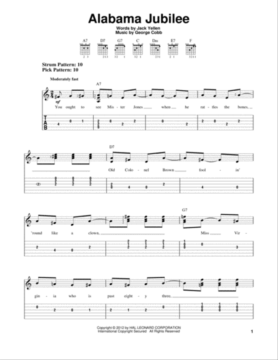 Alabama Jubilee Acoustic Guitar scores gallery preview page 1