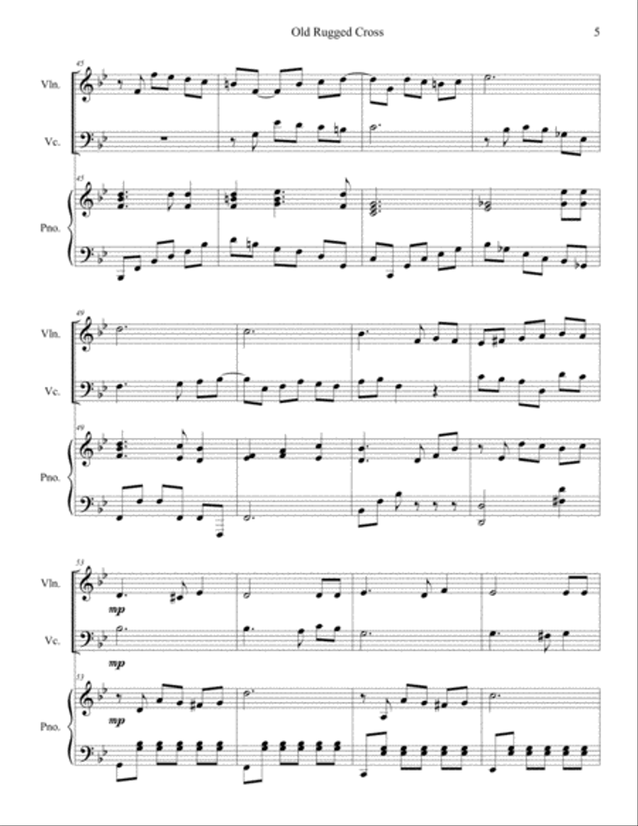 The Old Rugged Cross The Old Rugged Cross Piano Trio scores gallery preview page 5