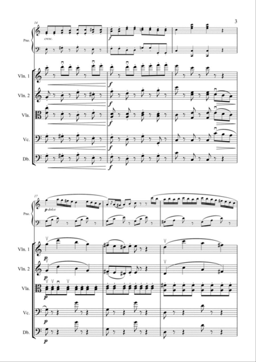 Clementi - Sonatina in C Op.36 No.3 1st Mvt - Piano & String Quartet/Orch Piano Quintet scores gallery preview page 3