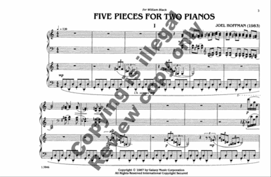 Five Pieces for Two Pianos 2 Pianos, 4-Hands scores gallery preview page 4