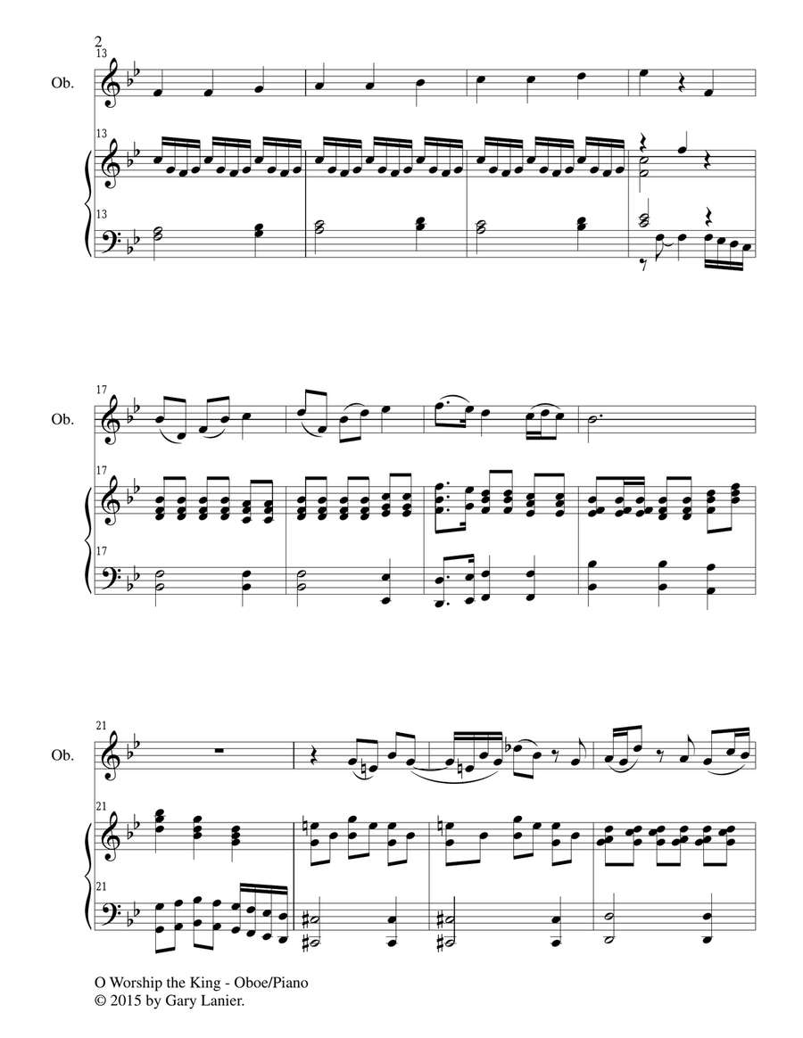 O WORSHIP THE KING (Duet – Oboe and Piano/Score and Parts) Woodwind Duet scores gallery preview page 3