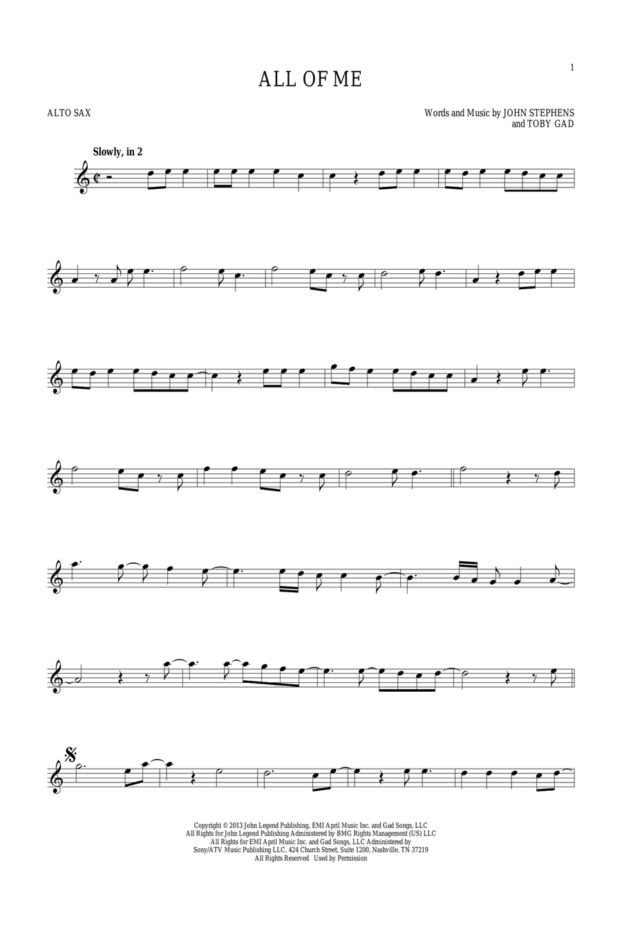All Of Me Alto Saxophone scores gallery preview page 1