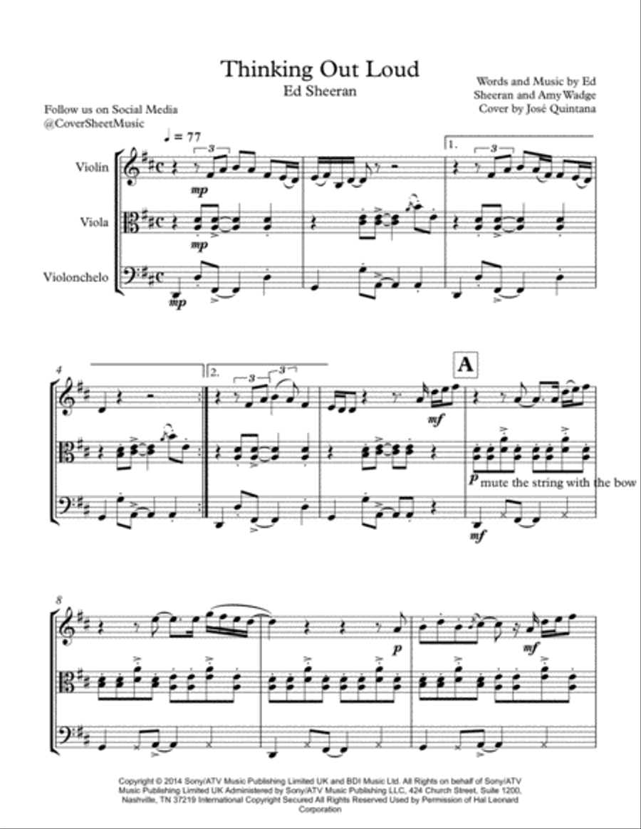 Thinking Out Loud String Trio scores gallery preview page 2