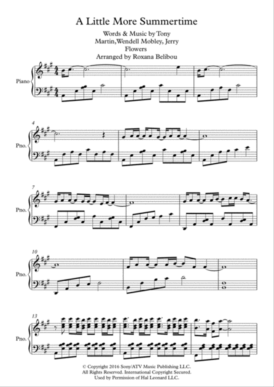 A Little More Summertime A Little More Summertime Piano Solo scores gallery preview page 1