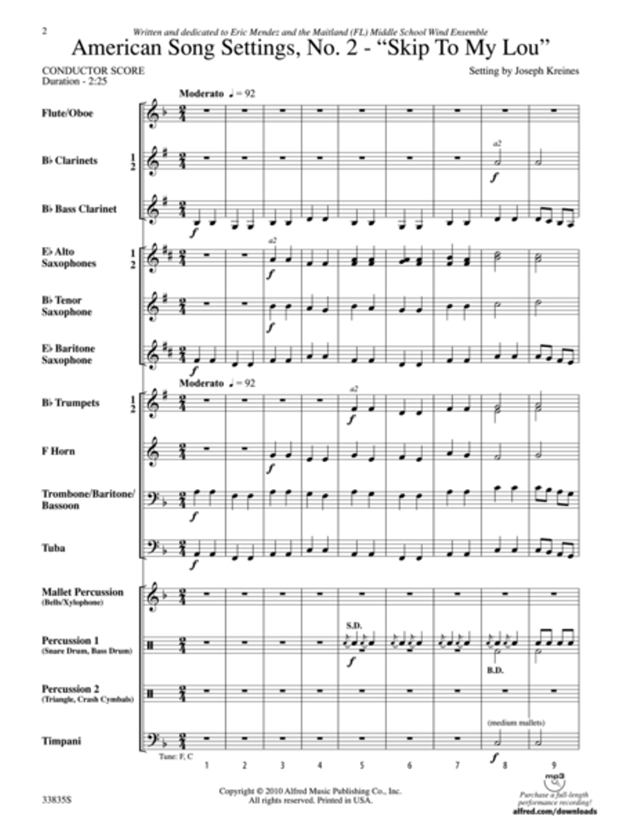 American Song Settings, No. 2 Concert Band scores gallery preview page 2