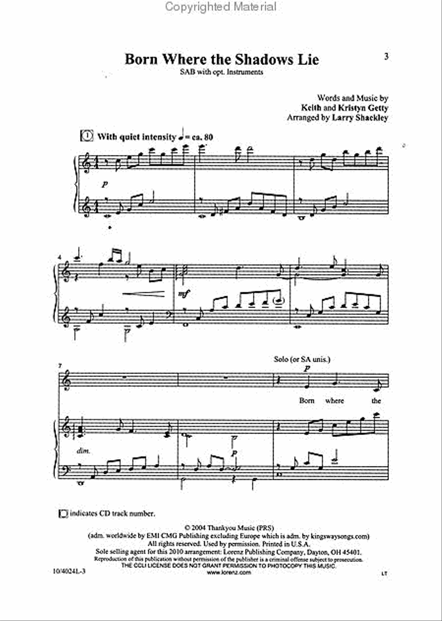 Born Where the Shadows Lie 3-Part scores gallery preview page 2
