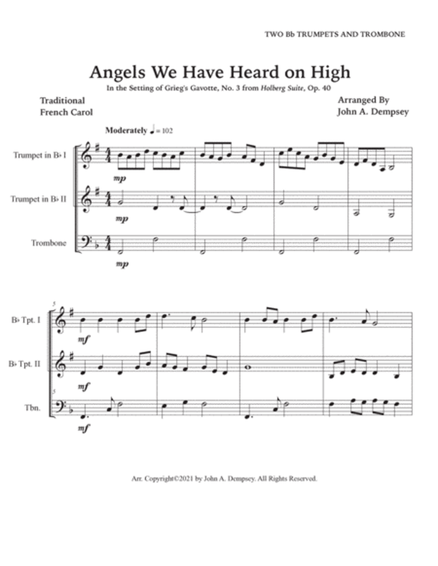 Angels We Have Heard on High (Brass Trio): Two Trumpets and Trombone image number null