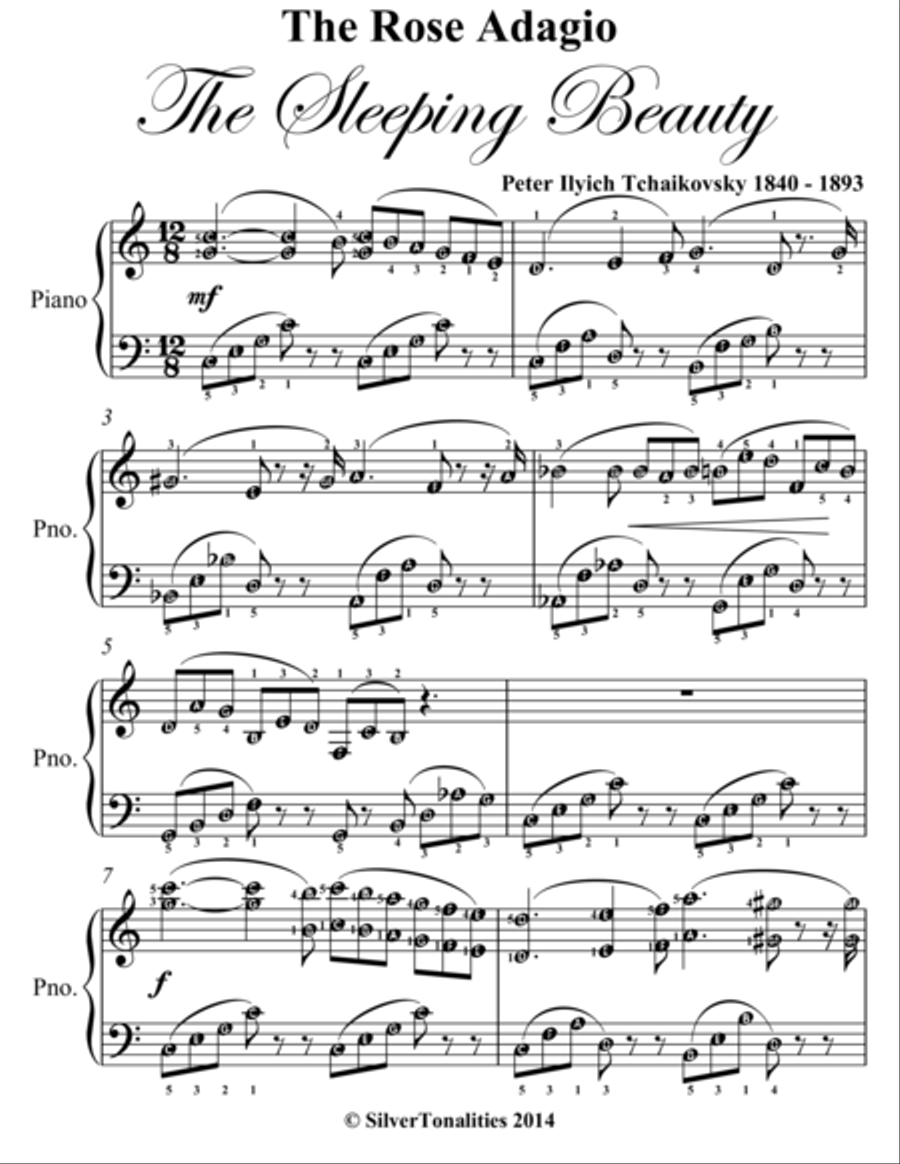 Rose Adagio Sleeping Beauty Easy Intermediate Piano Sheet Music Easy Piano scores gallery preview page 2