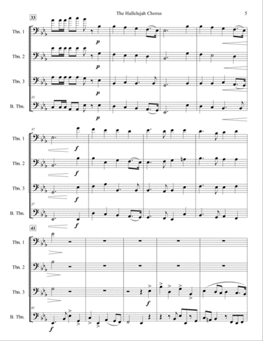 The Hallelujah Chorus for Trombone Quartet Trombone Quartet scores gallery preview page 5