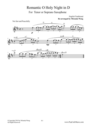 Romantic O Holy Night - Tenor or Soprano Saxophone + Concert Key