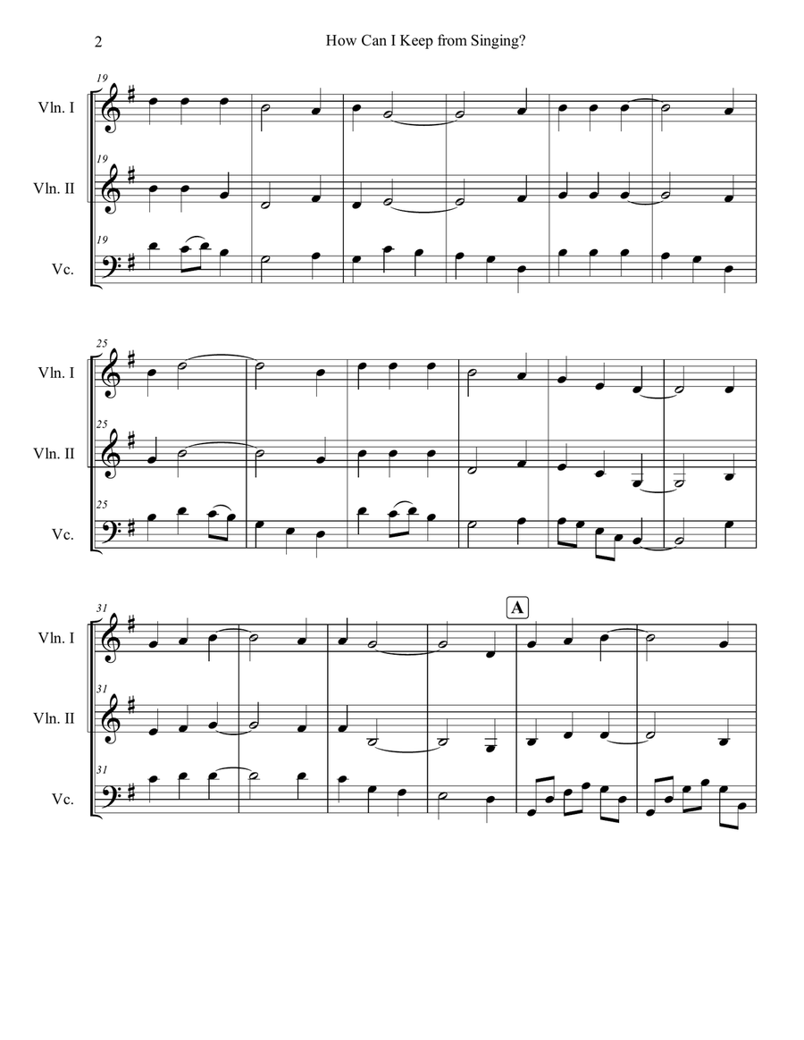 How Can I Keep from Singing String Trio scores gallery preview page 2