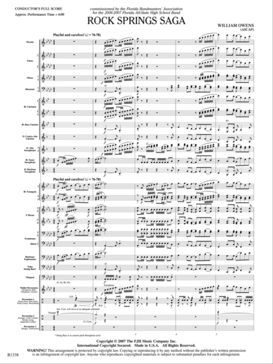 Rock Springs Saga: Score Rock Springs Saga: Score Concert Band scores gallery preview page 4