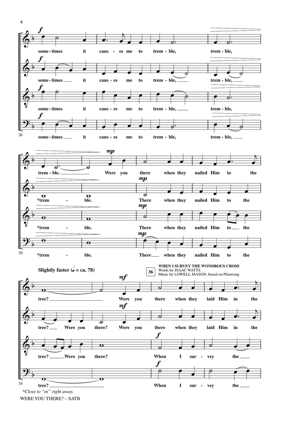Were You There When They Crucified My Lord? 4-Part scores gallery preview page 3