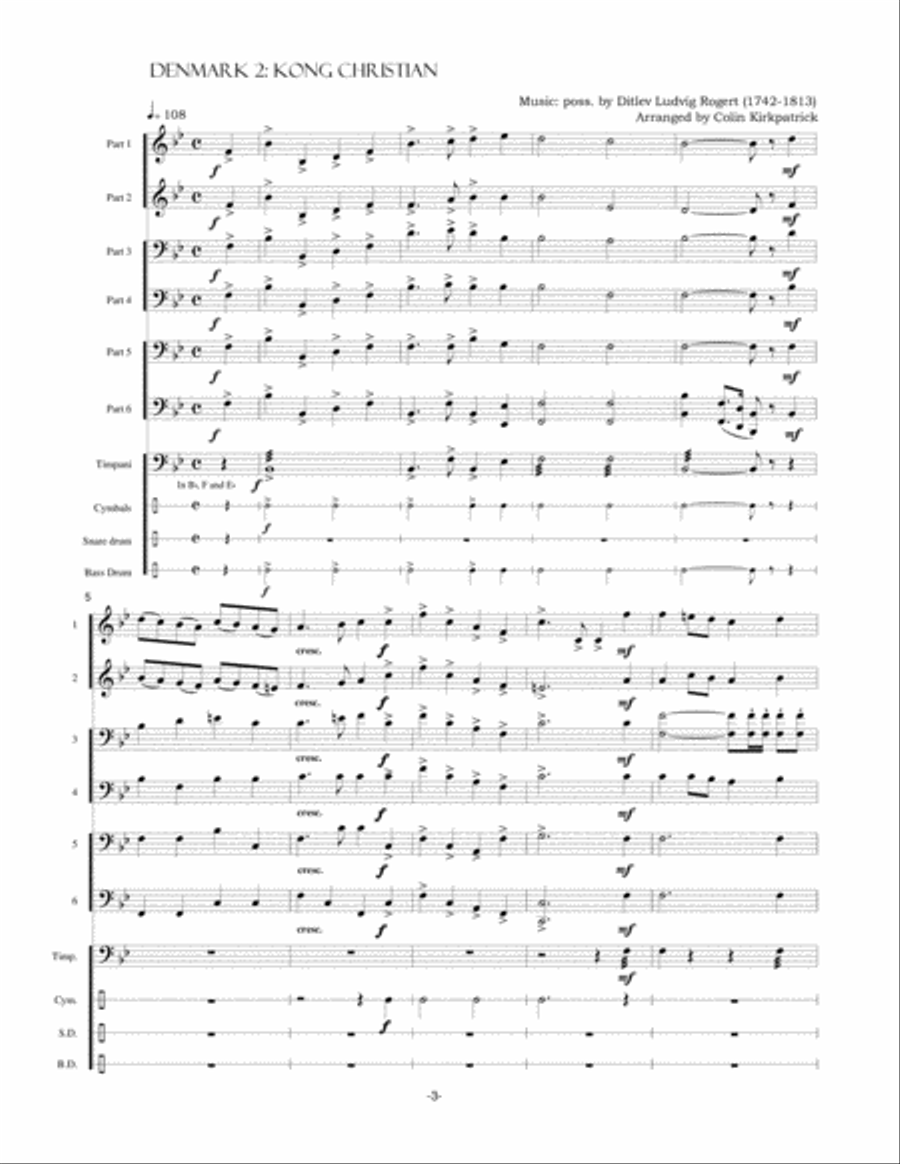Denmark: The Two National Anthems Large Ensemble scores gallery preview page 6