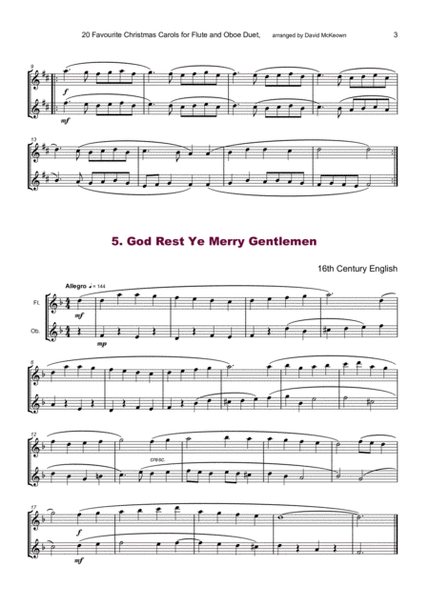20 Favourite Christmas Carols for Flute and Oboe Duet image number null