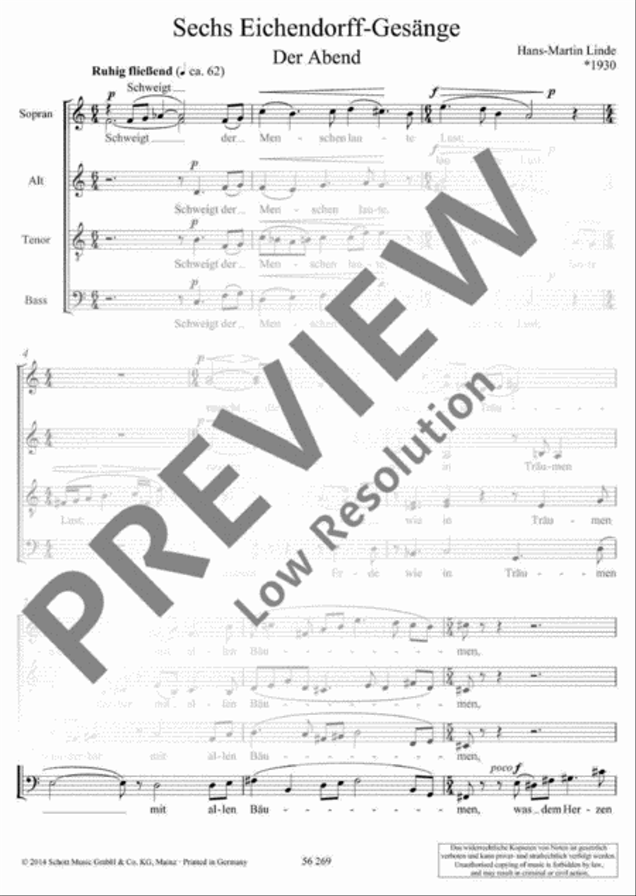 Sechs Eichendorff-Gesänge Mixed Choir scores gallery preview page 4