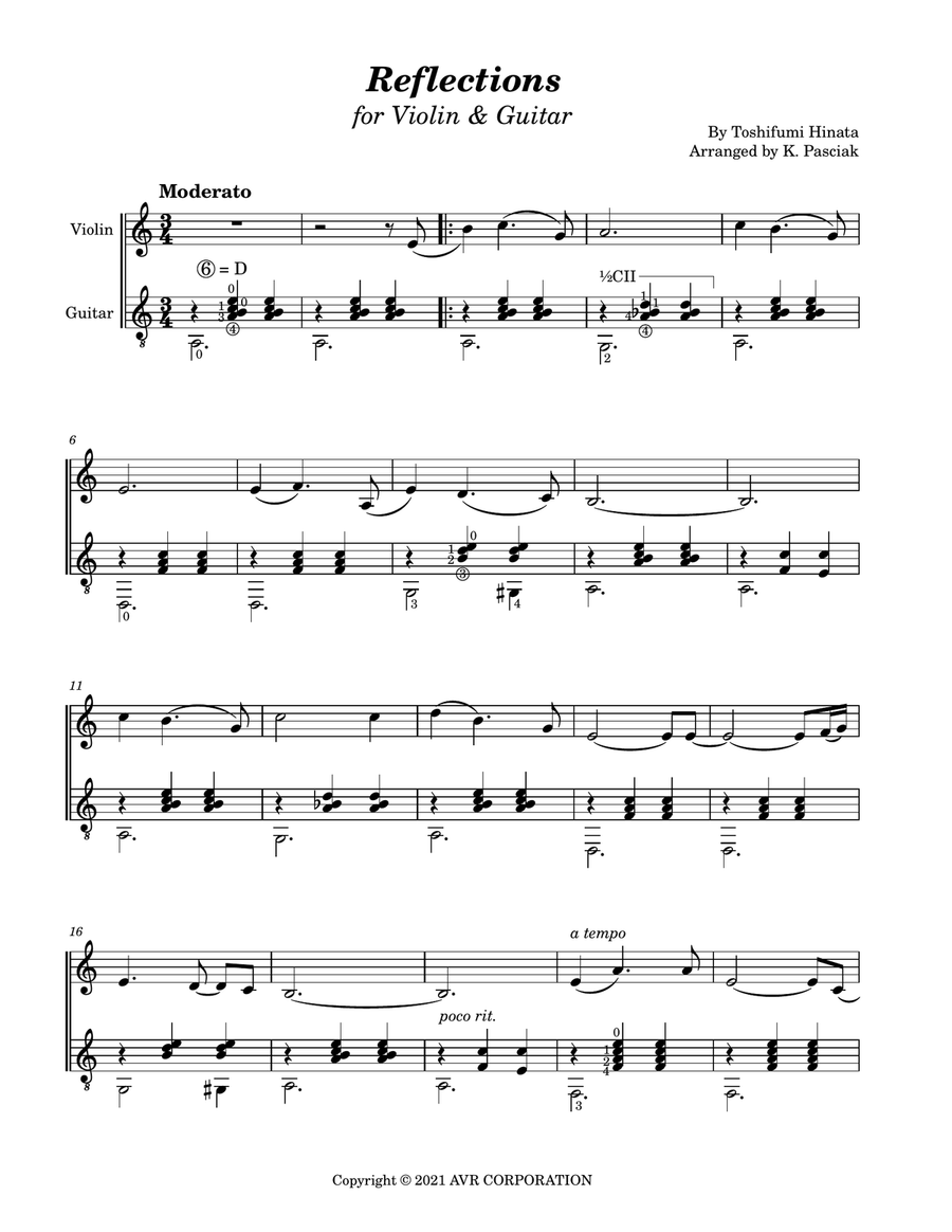 Reflections Toshifumi Hinata String Duet scores gallery preview page 1