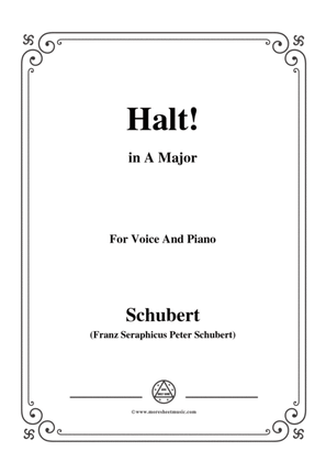 Book cover for Schubert-Halt!,in A Major,Op.25 No.3,for Voice and Piano