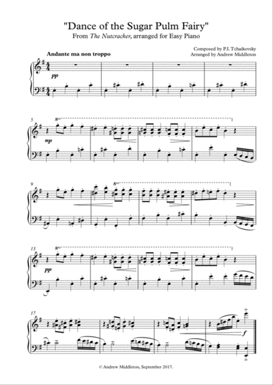 Dance of the Sugar Plum Fairy arranged for Easy Piano Solo Easy Piano scores gallery preview page 1