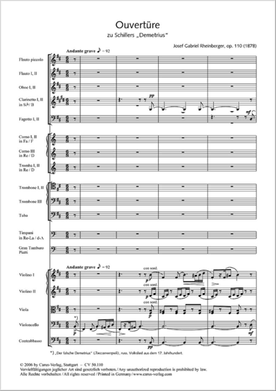 Overture to Schiller's Demetrius Orchestra scores gallery preview page 2