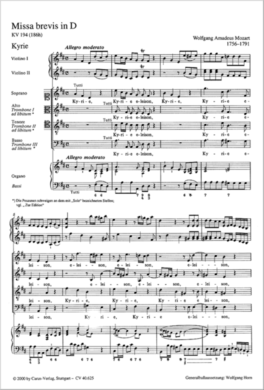 Missa brevis in D Major, K. 194 4-Part scores gallery preview page 50
