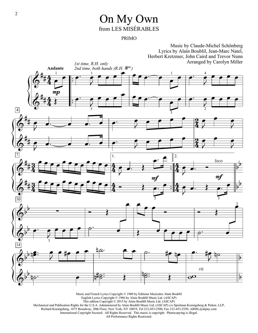 On My Own (from Les Miserables) Piano Method scores gallery preview page 2