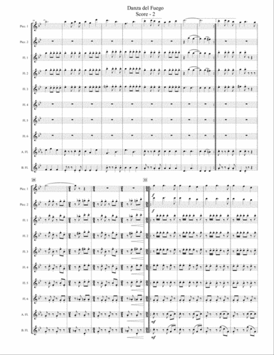 Danza del Fuego (for Flute Choir with Piccolo duet) Flute Choir scores gallery preview page 2