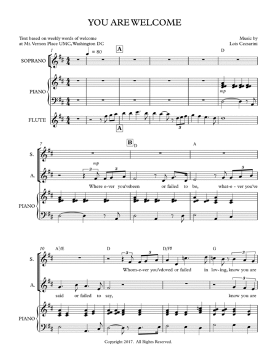YOU ARE WELCOME YOU ARE WELCOME 4-Part scores gallery preview page 2