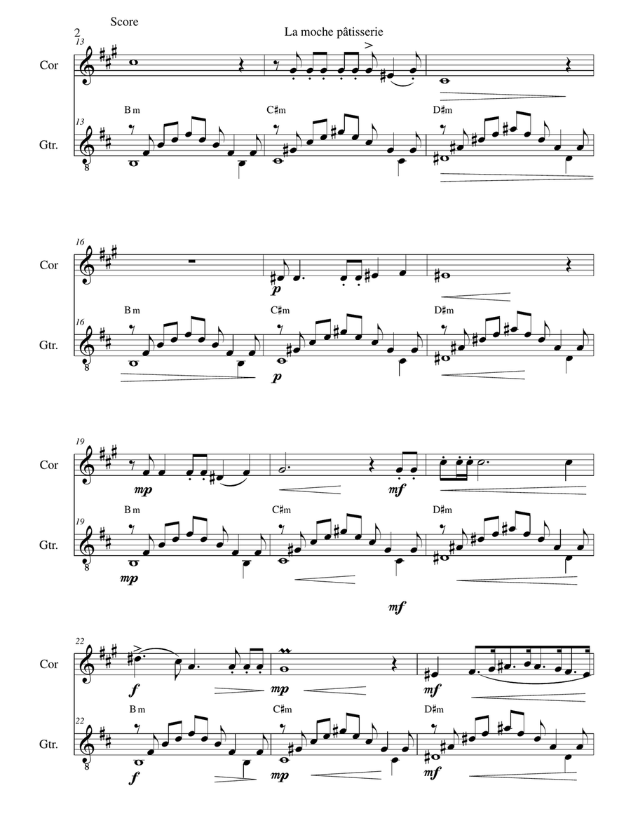 La moche pâtisserie (The tacky cake shop) for cor anglais and guitar English Horn scores gallery preview page 2